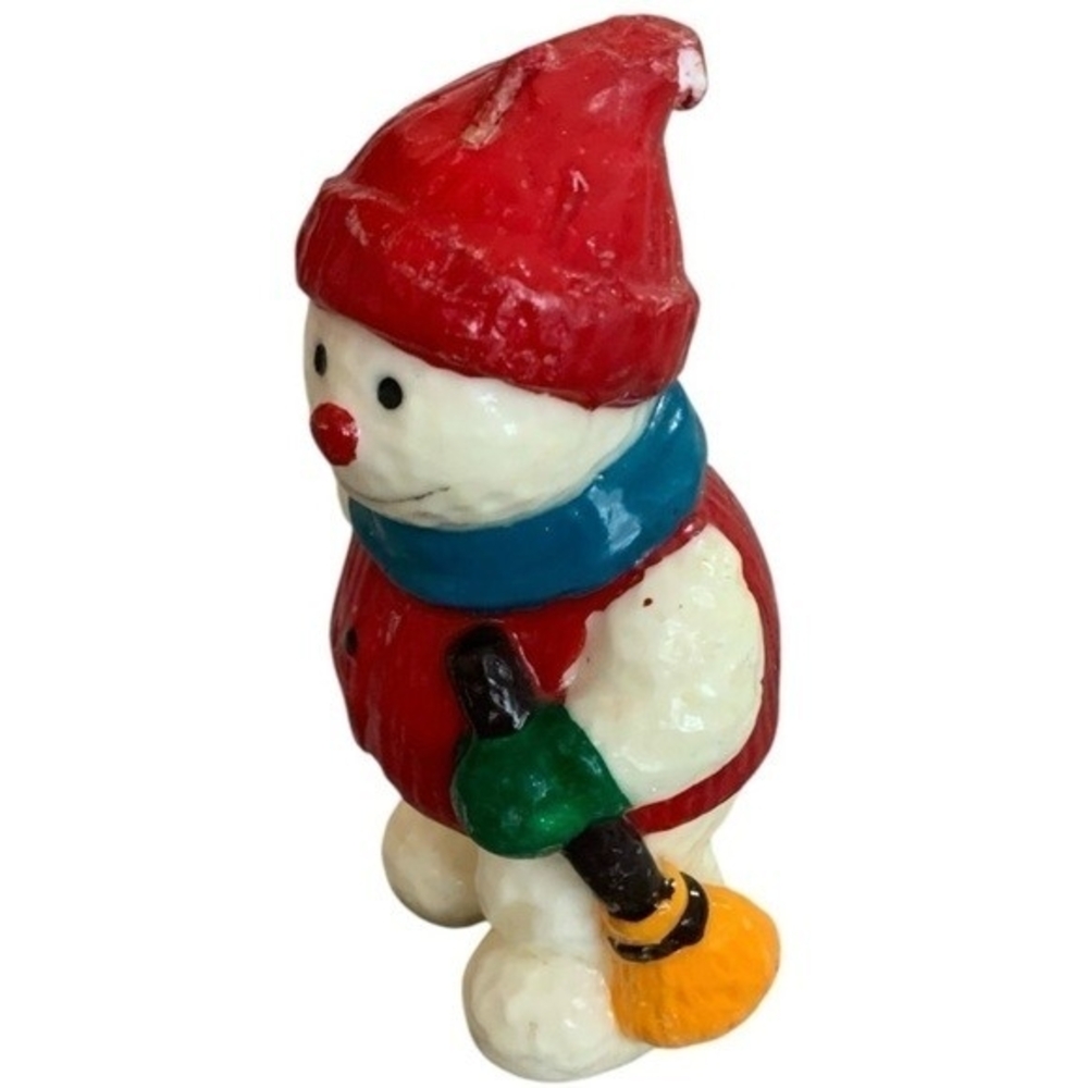 Vintage Christmas Snowman Decorative Wax Candle Multicolor Holiday Decor NWOT - Picture 5 of 7